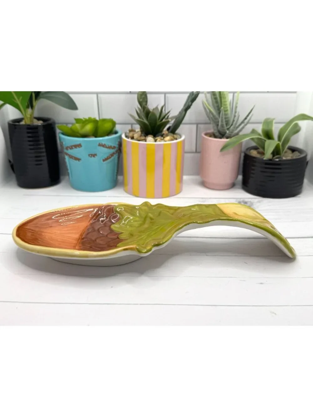 Pineapple-Shaped Cracker Barrel Stoneware Spoon Rest